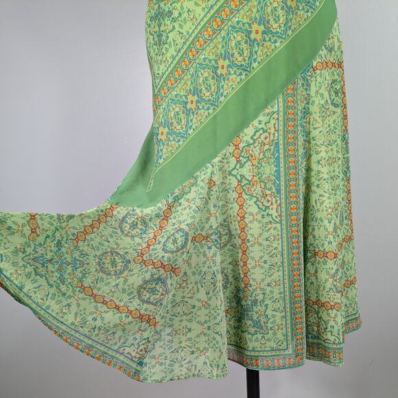 Y2K Midi Skirt PS PM Green Fairy Floral Vintage Boho Feminine Ruffle Blue Dainty - Picture 3 of 9